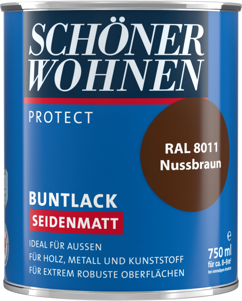 750ml Schöner Wohnen Protect Buntlack seidenmatt RAL 8011 Nussbraun